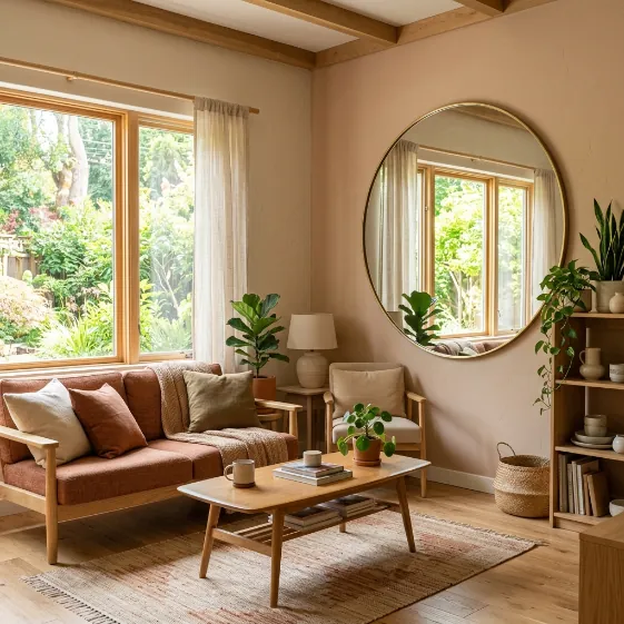 Miroir bien placé pour agrandir visuellement une petite pièce