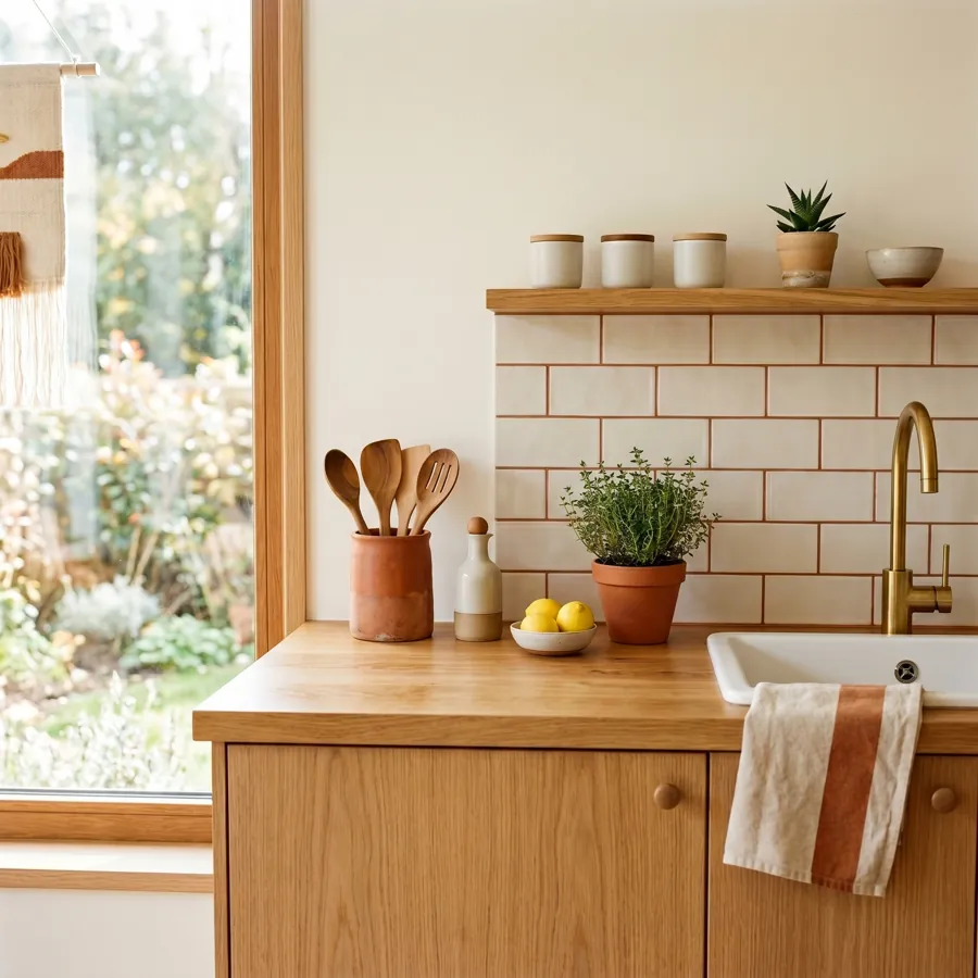 Plan de travail dégagé pour optimiser une petite cuisine